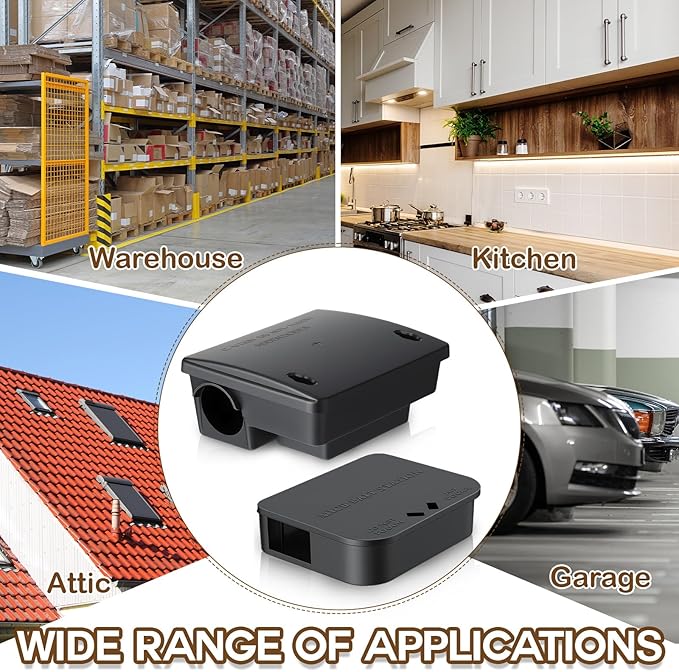 4 Pack Key Required Rat Station Box 1 Large &amp 3 Compact Outdoor Mouse Bait Stations Box Lockable Weather Resistant Bait Boxes for Indoor &amp Outdoor