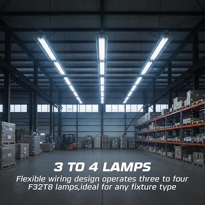 OHLECTRIC Ballast T8 4-Lamp (6-Pack) Replacement for Robertson IEA432T8120N Electronic Fluorescent Ballast for 3 or 4 T8 Fluorescent Lamps Between 17W-32W or 3 F40T8 Lamps Instant Start 120V