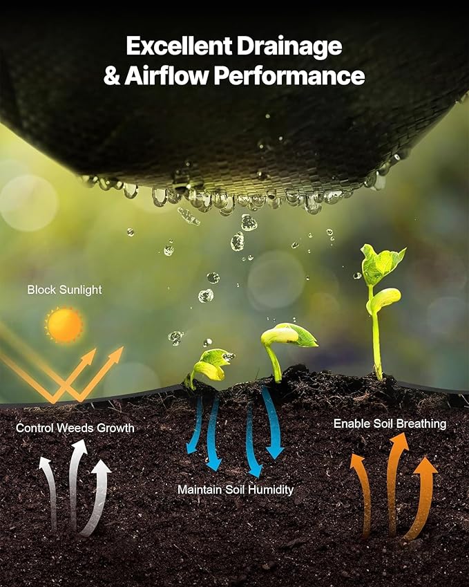 VEVOR Weed Barrier Fabric Heavy Duty 6x250FT 5oz Landscape Fabric Woven Weed Blocker Fabrics Garden Fabrics Weeds Barrier Weeds Control Ground Cover Geotextile Webbing Gardening Mat Black