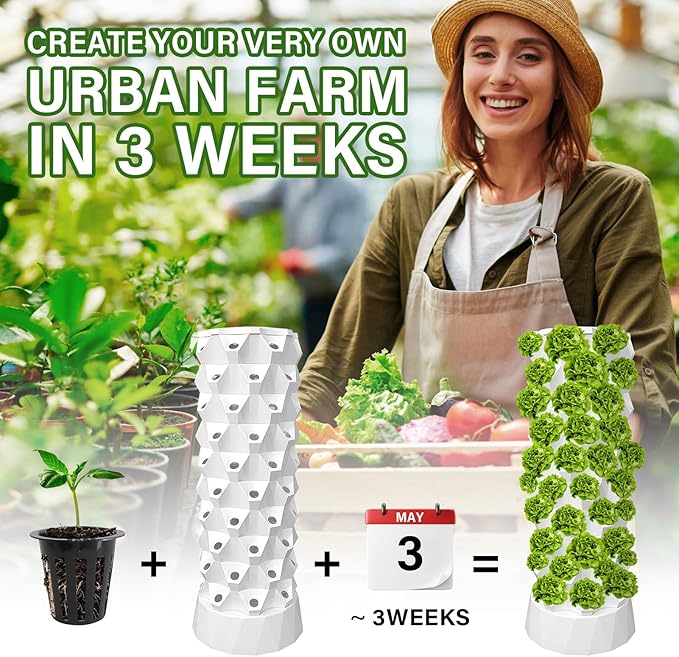 80 Pots Hydroponics Tower Set Vertical Hydroponic Growing System with Water Pump Indoor Outdoor Planter Tower Starter Kit for Growing Strawberries Tomatoes Lettuce Plants &amp Vegetables at Home