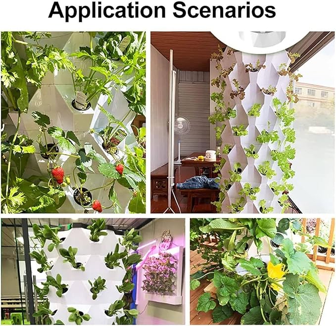 Hydroponics Growing kit 48/64/80Holes Vertical HydroponicTower Self-Watering Growing kitIndoor Planting Vegetable Garden Germination Kit with Water Pump Net Pots(8floors)