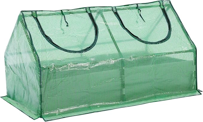 BPS 4x2x2 FT Raised Garden Bed with Green PE Cover Portable Mini Greenhouse with 2 Zipper Windows for Patio Garden Yard