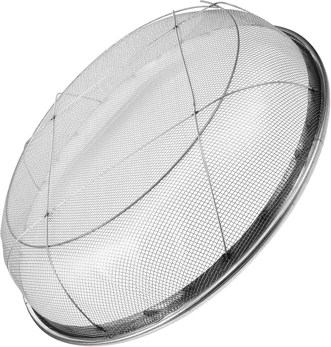 BESPORTBLE Garden Potting Mesh Sieve Sifting Pan Stainless Steel Soil Sifter Gardening Manual Soil Sieve Filter Sifting Pans for Mining 2mm Hole Diameter
