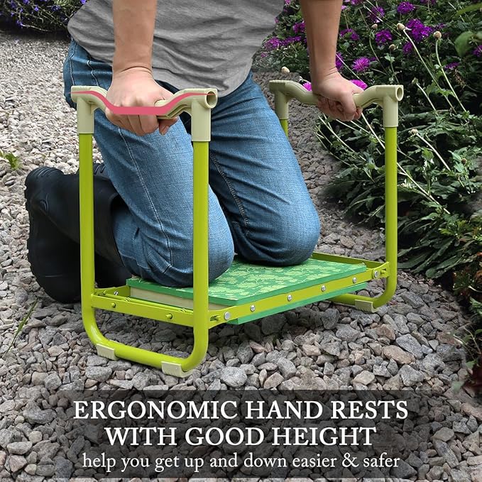 Colwelt Garden Stool and Kneeler Set Garden Seat and Kneeler Heavy Duty with 10 Wide Soft Kneeling Pad Non-Slip Garden Bench for Kneeling and Sitting with Elegant Apron Gardening Gifts for Women