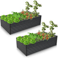 6x1.6x3.6ft Galvanized Raised Garden Bed Dual Use Metal Elevated Planter Box &amp Log Storage Rack Rectangular Planter Bed with Open Bottom Design for Vegetables Flowers (2)