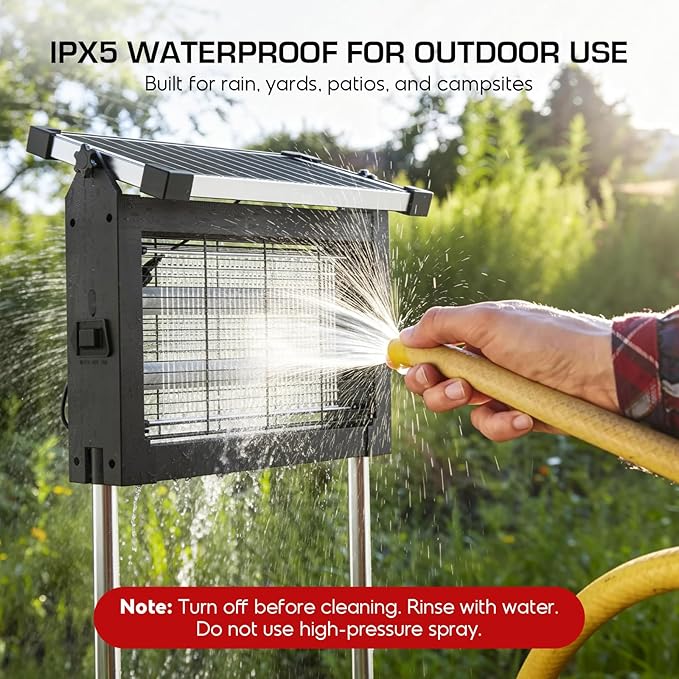 Solar Bug Zapper Outdoor Waterproof 4500V High Power Cordless Mosquito Zapper with Smart Light Sensor Dual Solar &amp USB Rechargeable Insect Killer for Patio Garden Backyard Indoor &amp Outdoo