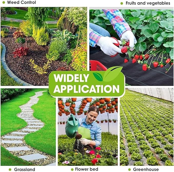 Driveway Fabric Weed Barrier Landscape Fabric Weed Control Film Garden Ground Cover Landscape Fabric for Gardening Farming(1.5x200m/5x656ft)