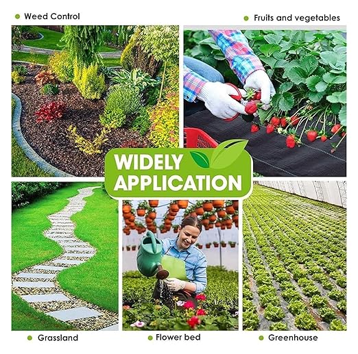Driveway Fabric Weed Barrier Fabric Weed Control Film Barrier Fabric Garden Ground Cover for Landscaping(1.2x15m/4x50ft)