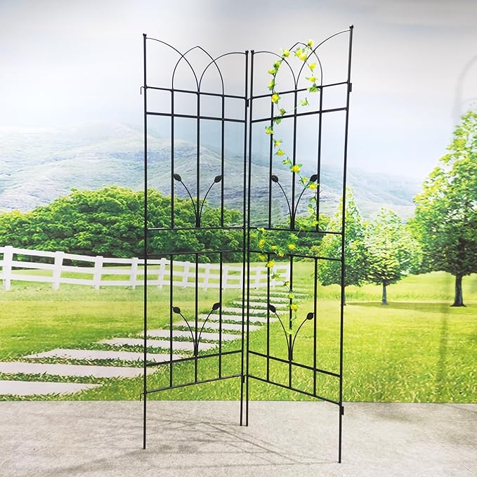 Garden Trellis for Climbing Plants 4 Packs Outdoor Trellis 5.9ft Rustproof Plant Support for Vines Vegetables Flowers Metal Planter Trellis Black
