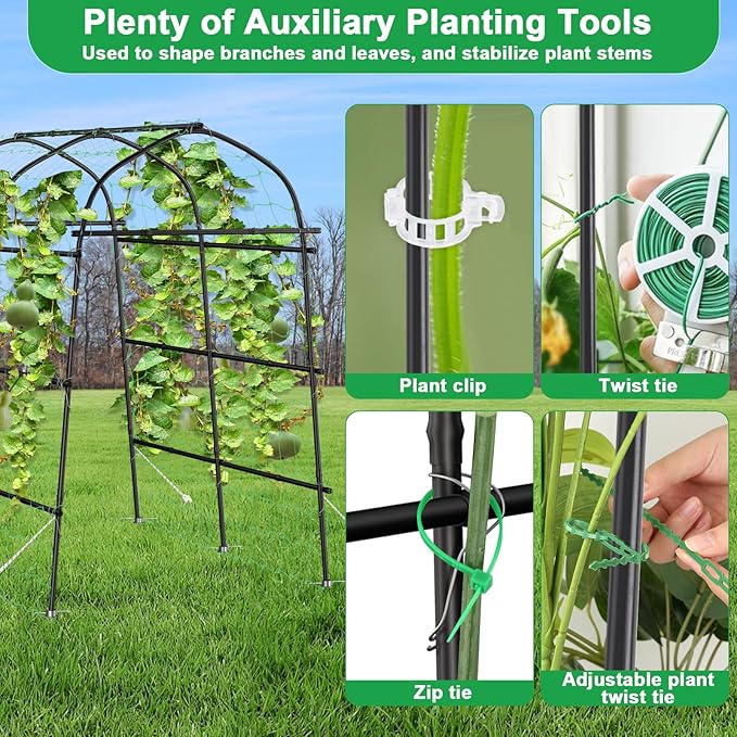 Garden Arch Trellis for Climbing Plants Outdoor 7ft Extra Tall Metal Walkway Trellis Cucumber Arch Trellis Archway Arbor Tunnel Large Trellis for Climbing Vines Vegetable Grape Garden Raise Bed