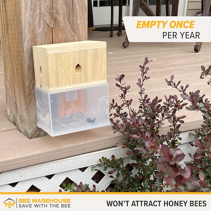 Carpenter Bee Trap - Wood Boring Bee Trap - Unique Catch &amp Release Outdoor Carpenter Bee Trap - Includes Hanging Hardware &amp 5 Bee Dams
