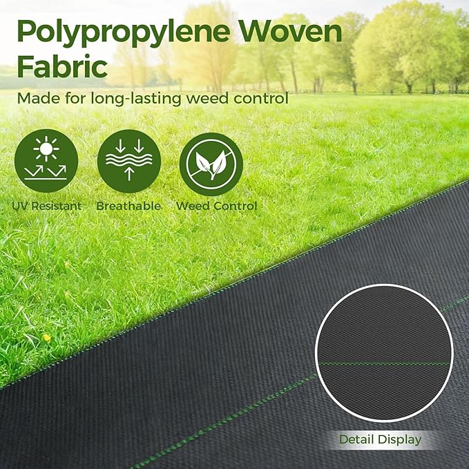 4FT x 100FT Weed Barrier Fabric with 30 U-Shaped Stakes Polypropylene Landscape Fabric Heavy Duty Weed Control Ground Cover for Gardening Permeability &amp Durable Weed Block Fabric