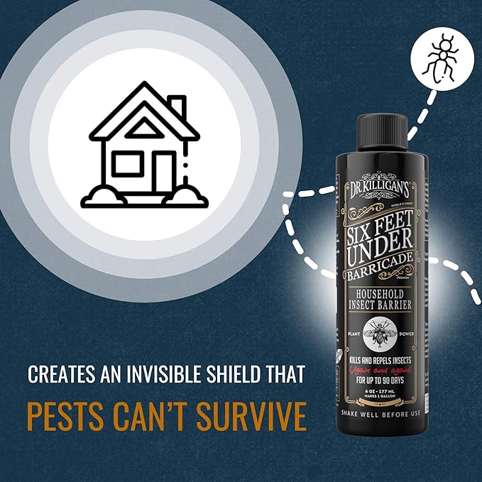Dr. Killigan's Six Feet Under: Barricade Pest Spray – Bug Barrier for Homes Minimum Risk Formula Kills Insects on Contact Helps Deter New Infestations Creates a Protective Barrier for Your Home