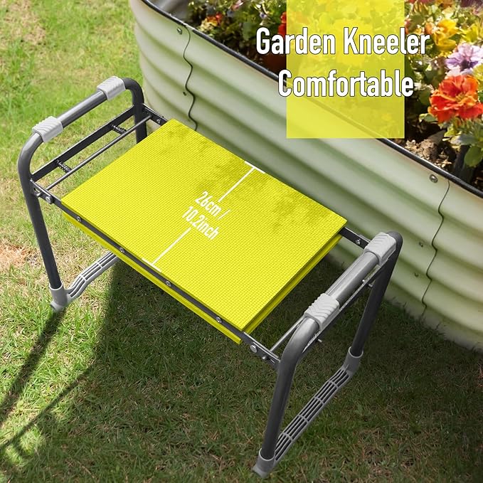 Folding Garden Stool and Kneeler Heavy Duty Garden Kneeler and Seat Kneeling Device for Gardening Gardeners and Seniors (Grey)
