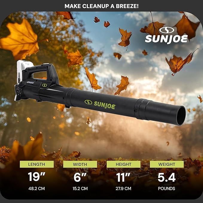 Sun Joe 24V-TB-LTE 24V Cordless IONMAX Compact Turbine Jet Blower 100 MPH Air Speed Battery and Charger Included