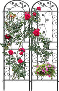2 Pack 87x20in Garden Trellises Daisy &amp Bird Black Metal Coated Rustproof Trellis for Climbing Plants Outdoor Roses Vegetables Vines Cucumbers