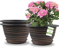 12 Inch Plastic-Flower Pot-for-Indoor Plants 3 Pack Large Planters for Outdoor Plants with Drainage Holes &amp Saucers Retro Antique Imitation Decorative Garden Pots Planters