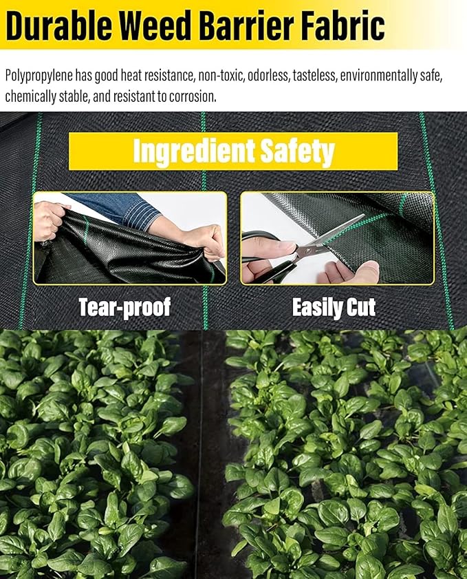 Heavy Duty Weed Barrier Fabric - 40cm/60cm/100cm/120cm/150cm Ground Cover for Gardens Landscape and Vegetable Beds(1mx90m)