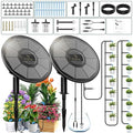 Solar Irrigation System TRJZWA 2 Pack Automatic Drip Irrigation Kit for Outdoor/Indoor Garden Watering System with Water Level DetectionDrip Irrigation System for 15 Potted Plant with 15m Water Hose