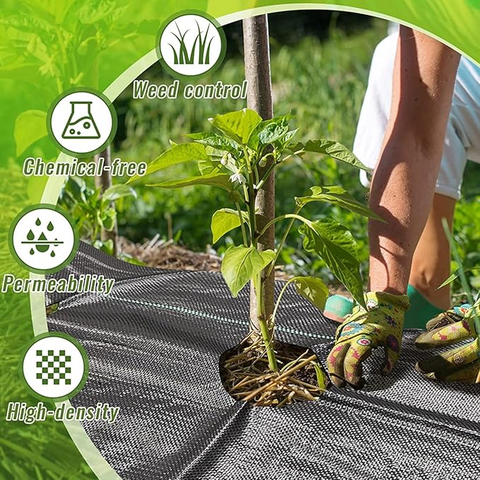 Garden Weed Barrier Fabric 0.6×10m Heavy Duty Weed Barrier Degradable Breathable Landscaping Fabric Foldable Portable Weeding Control Cloth