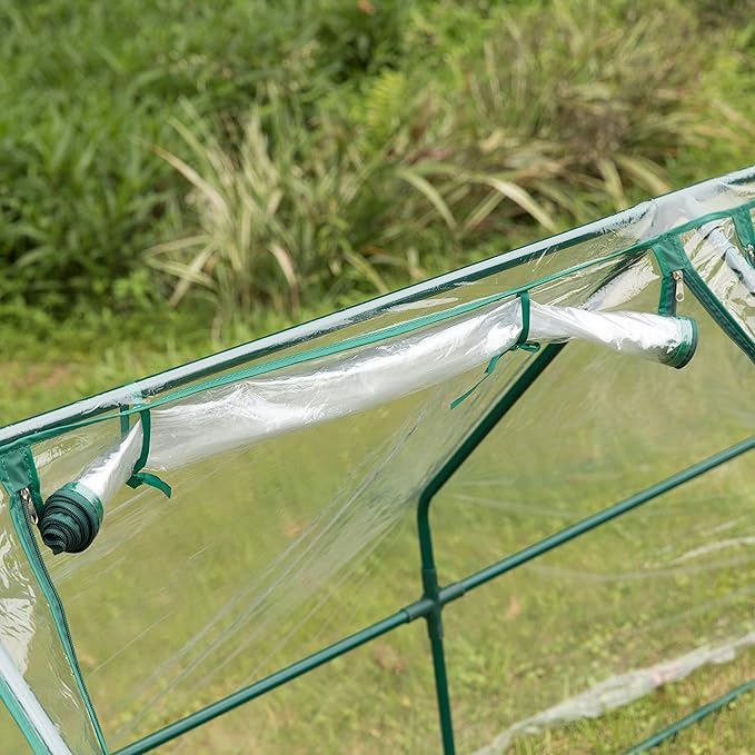 Gardenised Green Outdoor Waterproof Portable Plant Greenhouse with 2 Clear Zippered Windows Medium