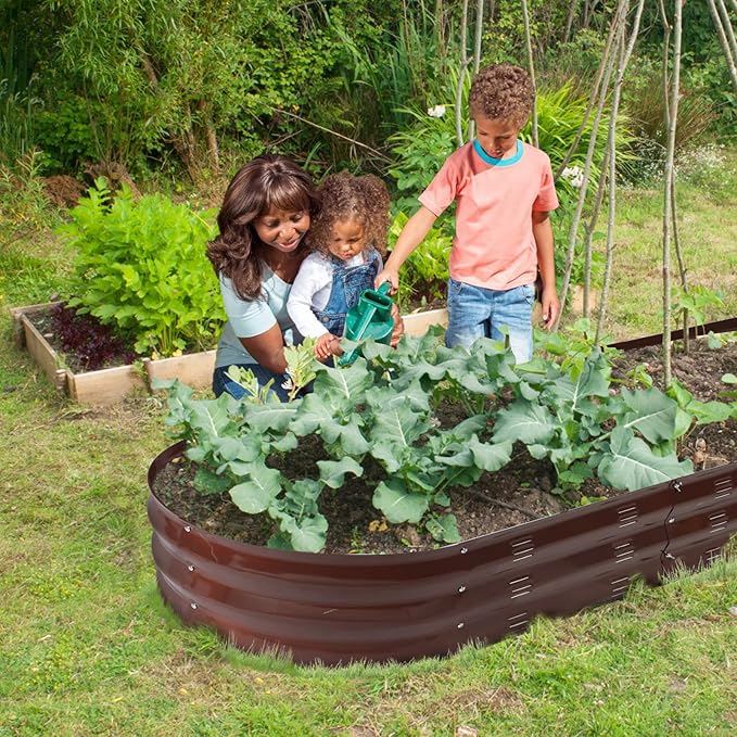 Galvanized Raised Garden Bed Outdoor 67 D x 20 W x10 H 7 cu. ft. Planter for Outdoor Plants Large Metal Raised Garden Bed Kit (Brown)