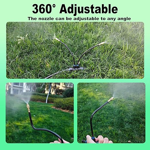 Drip Irrigation System for Garden Automatic Watering System with Adjustable 360° Copper Spray Nozzles DIY Drip Irrigation Kit for Yard Lawn Greenhouse Raised Beds &amp Potted Plants (66FT)