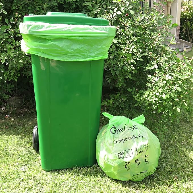 Compostable BagsTrash bags 13+ gallon tall kitchen Compostable Trash Lawn &amp Leaf Yard Waste BagsKitchen Compost Trash Bin CompatibleExtra Thick1.01 MillsCertified by BPI and OK Compost