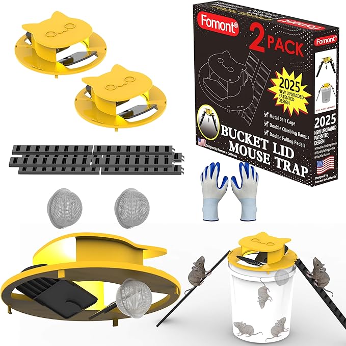 2025 New Improved Bucket Lid Mouse Trap Rat Trap-Metal Bait Cage-Automative Reset-5 Gallon Bucket Fit