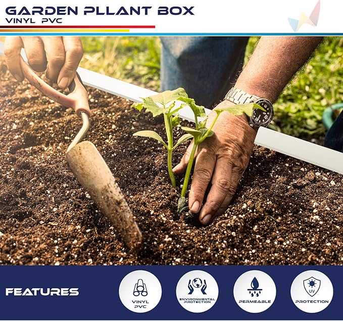 Windscreen4less 5 PCS 31x20x20 Vinyl Raised Bed White Planter Box for Patio Balcony Deck Vegetables Herbs and Succulents Outdoor Indoor