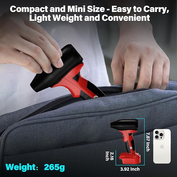 Mini Jet Blower Portable Violent Turbo Fan for Milwaukee 18V M18 Battery 4-Speed Wireless High Speed Handheld Fan for Computer Key Board CleaningHair DryingCampingOutdoorsCar (No Battery)