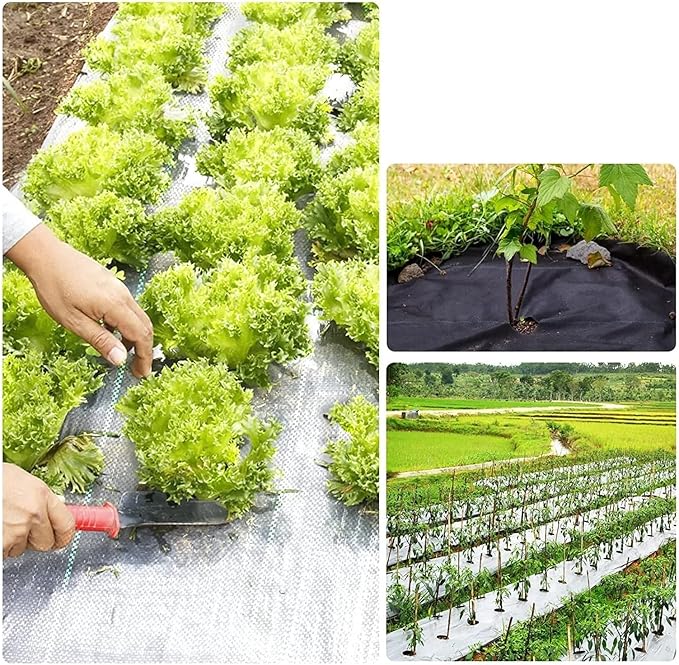 JITUIHOM Heavy Duty Garden Landscape Fabric Weed Barrier - Durable Polypropylene Ground Cover for Driveways Flower Beds and Vegetable Gardens(100X1000cm)