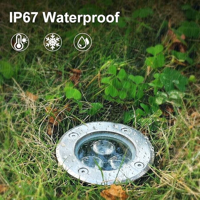 6 Pcs 3W LED Outdoor Spotlights - 12V/24V Ground LED Landscape Lights Waterproof IP67 Outdoor Recessed Spot Light Driveway Deck Step Garden Lights(Blue3w(12v))