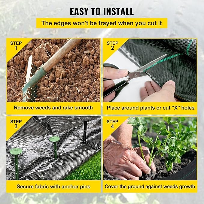 Premium Weed Barrier Fabric 2 * 3FT 300FT Heavy Duty 2.4OZ Woven Weed Control Fabric High Permeability Good for Flower Bed Geotextile Fabric for Underlayment Polyethylene