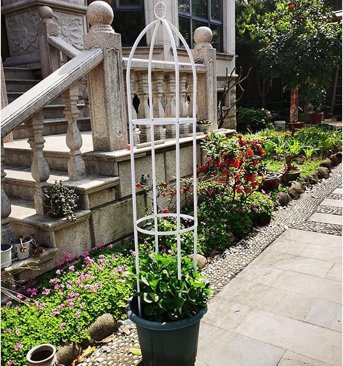 Garden Trellis For Climbing Plants 1.4M/1.5M Tower Obelisks Trellises Ø23cm Ø32cm Rustproof Metal Plant Climbing Support For Indoor Outdoor Flowers Vegetable Fruits Vines Support ( Color : White