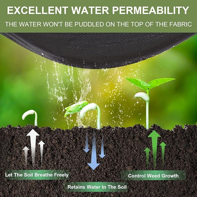 KANAGAWA 6oz Heavy Duty 6ft x 300ft Weed Barrier Fabric - Professional Woven Landscape Ground Cover with 90 Landscape Staples Superior 6oz Density for Driveway Garden &amp Yard Greenhouse Gardening