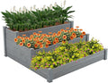 GERRIT 48.6 x 48.6 x 21inch 3 Tier Raised Garden Bed Horticulture Outdoor Elevated Flower Box Wooden Tiered Garden Bed Vegetables Growing Planter for Backyard/Patio/Gardener (Grey)