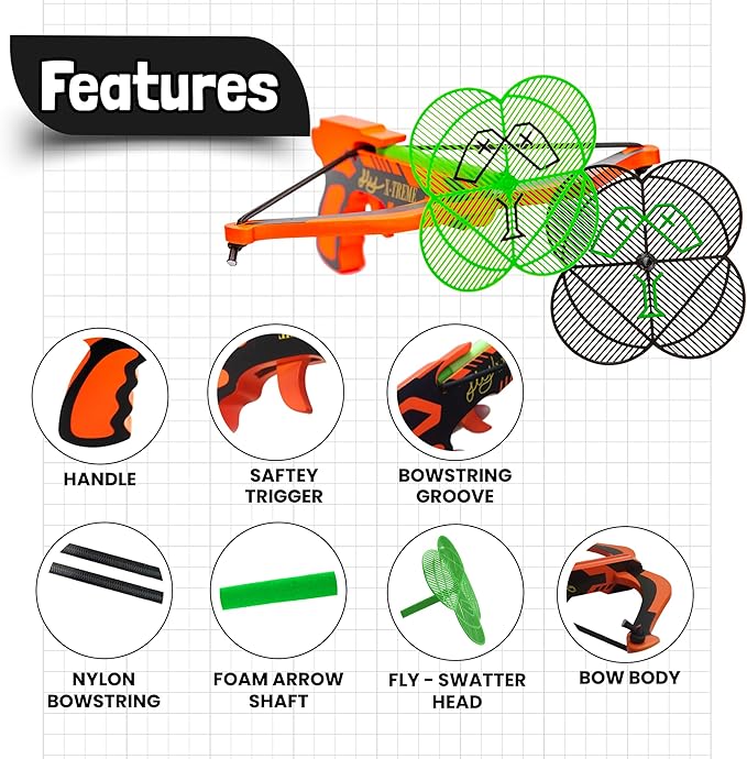 [2 Pack] Fly-X-Treme Fly Hunting Wooden Bug Gun Set – Accurate Fly Shooter with 2 Arrows