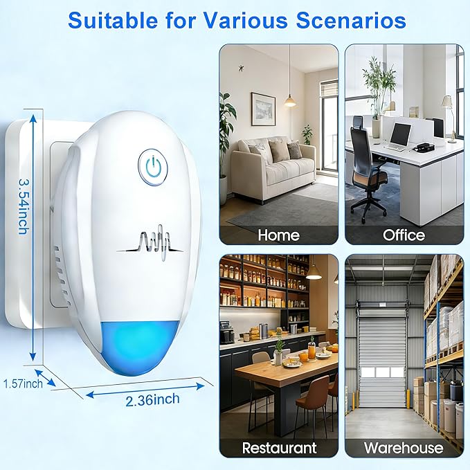 2026 Upgraded Ultrasonic Repeller 6 PacksIndoor Ultrasonic Repellent Electronic Plug in Pest Control for BugsMosquitoRoach Ant Rodent Mouse Spider Repellent for House Warehouse Garage (6)