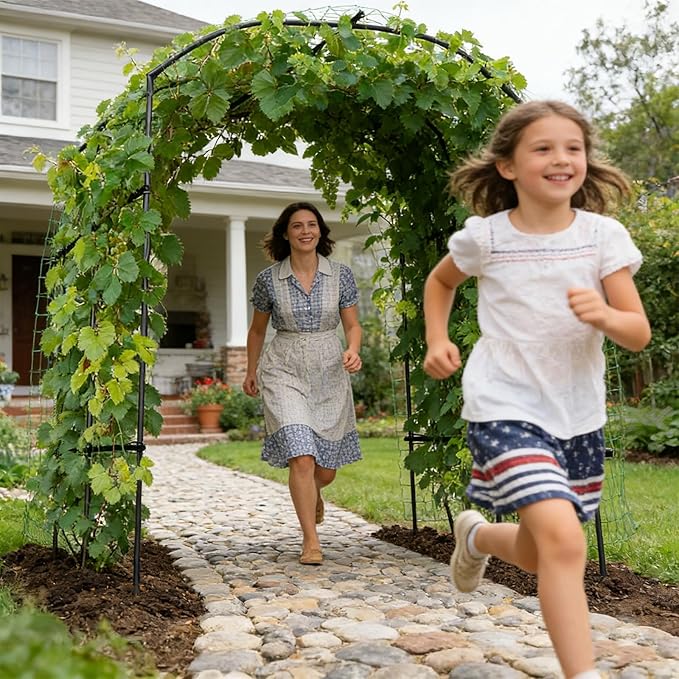 Tall Garden Arch Trellis for Climbing Plants 87in Tall Metal Plant Support Trellis Archway for Climbing Plant Vegetables Cucumber Outdoor Yard Lawn Garden Arch Tunnel Trellis