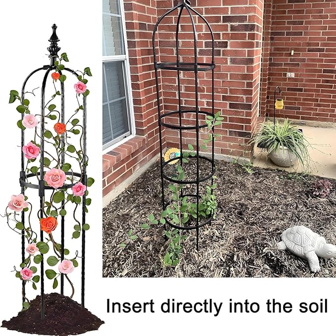 Garden Trellis for Climbing Plants Outdoor Plant Support for Potted Plants Climbing Vine Rose Clematis Vegetable Cucumber Garden Obelisk Tower 60cm 90cm 120cm 150cm 180cm(Black28x90cm)