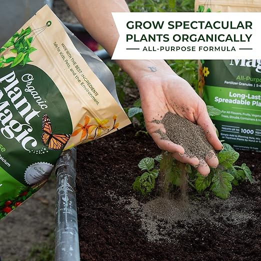 Organic Plant Magic Compressed Organic Potting Soil for Garden Plants &amp Vegetables + Truly Organic™ Slow Release Granular Fertilizer
