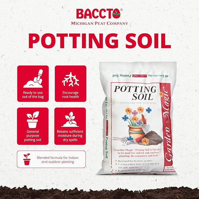 Michigan Peat 2 Pack Garden Magic General Purpose Moisture Retaining Potting Soil Mix for Indoor and Outdoor Planting 40 lb Bag