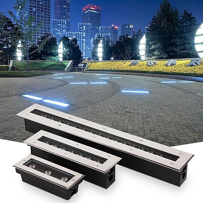 LED Landscape Lights - Buried Lights AC 85-265V Outdoor Stainless Steel Long Strip Decorative Lighting IP67 Waterproof for Embedded Aisle Steps Corridor Strip Spotlight Wall Washers