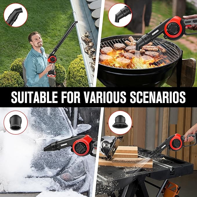 EWORK Leaf Blower Cordless 20V 130CFM &amp 200MPH Small Electric Leaf Blower with 2x2.0Ah Battery and Fast Charger Mini Battery Powered Lightweight Blowers for Lawn Care Leaves Jobsite