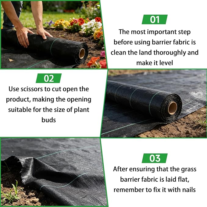 Weed Barrier Fabric Planting Cover - 3 x 200 FT Heavy Duty Landscape Fabric Ground Cover Block for Outdoor Planting