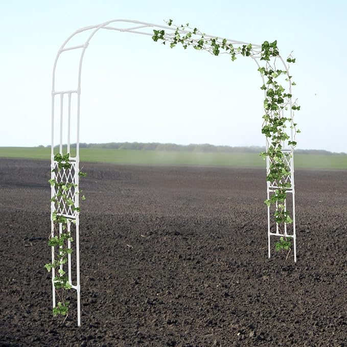 Garden Trellis Arch 9.8L X 1.3W X 8.2H Ft Metal Outdoor Garden Arbor Trellis Lattice Climbing Plants Arbor for Climbing Plant Outdoor Wedding Party Backyard Lawn