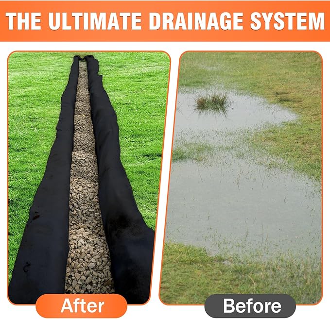 6oz 4FTx50FT Non Woven Geotextile Fabric for French Drains Landscaping Underlayment Weed Control Construction Erosion Control