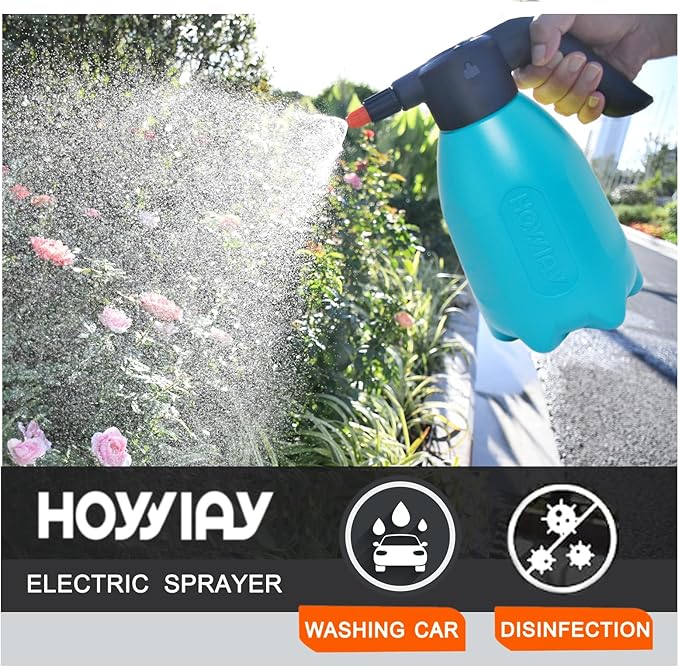ES2-PRO Electric Spray Bottle 2L/0.5Gallon Plant MisterSpray About 30 Gallons On a Single ChargeRechargeable Battery Powered SprayerAutomatic Watering CanPump Sprayer for Indoor Plants (Blue)
