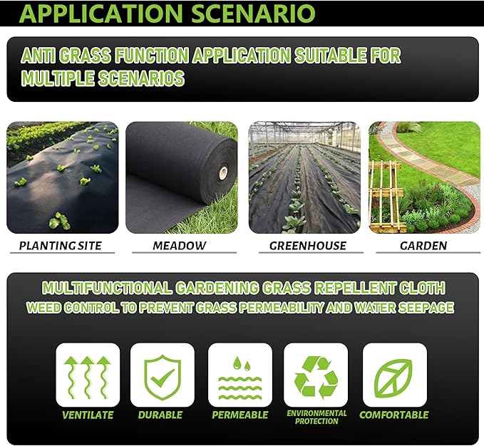 Heavy Duty Weed Barrier Landscape Fabric 3.2OZ Non Woven Geotextile Fabric Weed Blocker FabricLayered Weed Control Mat for Gardening Landscaping &amp Ground CoverBlack (3x180FT)